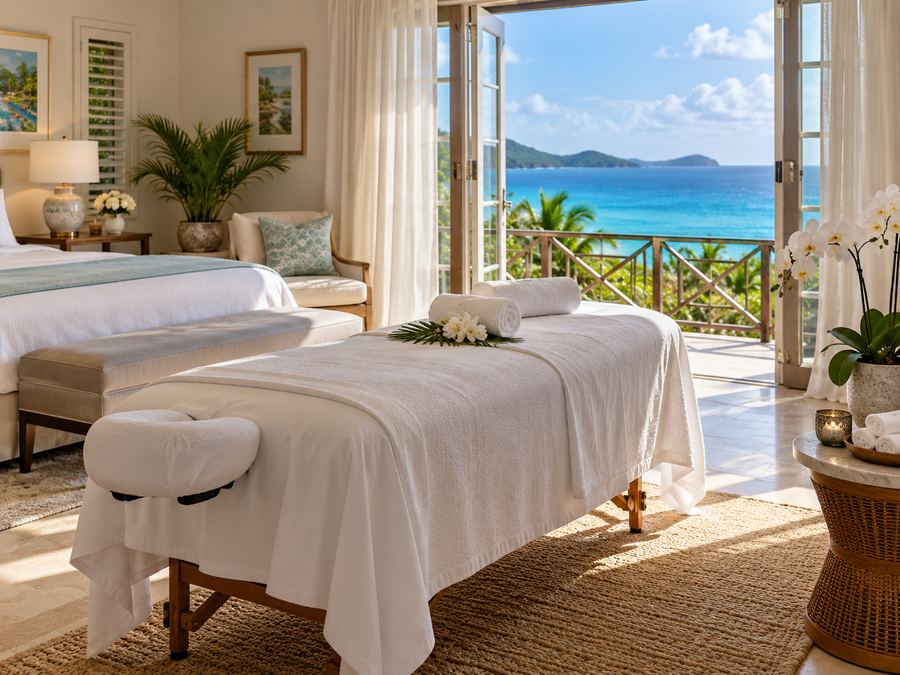 Massage table in a villa